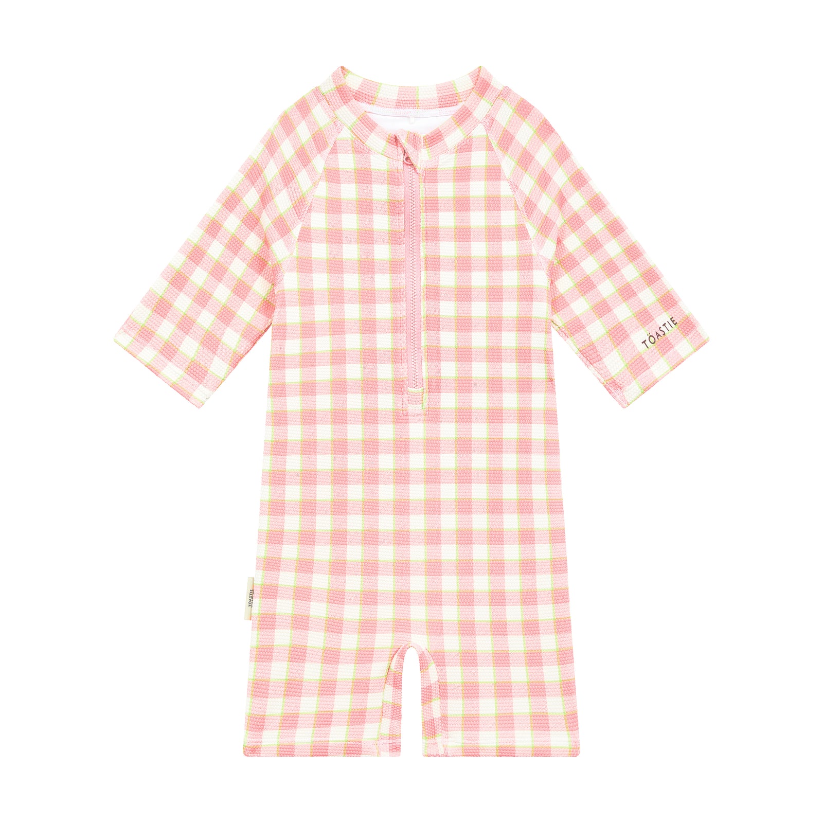 UV Protector Swim Onesie | Soft Pink Gingham