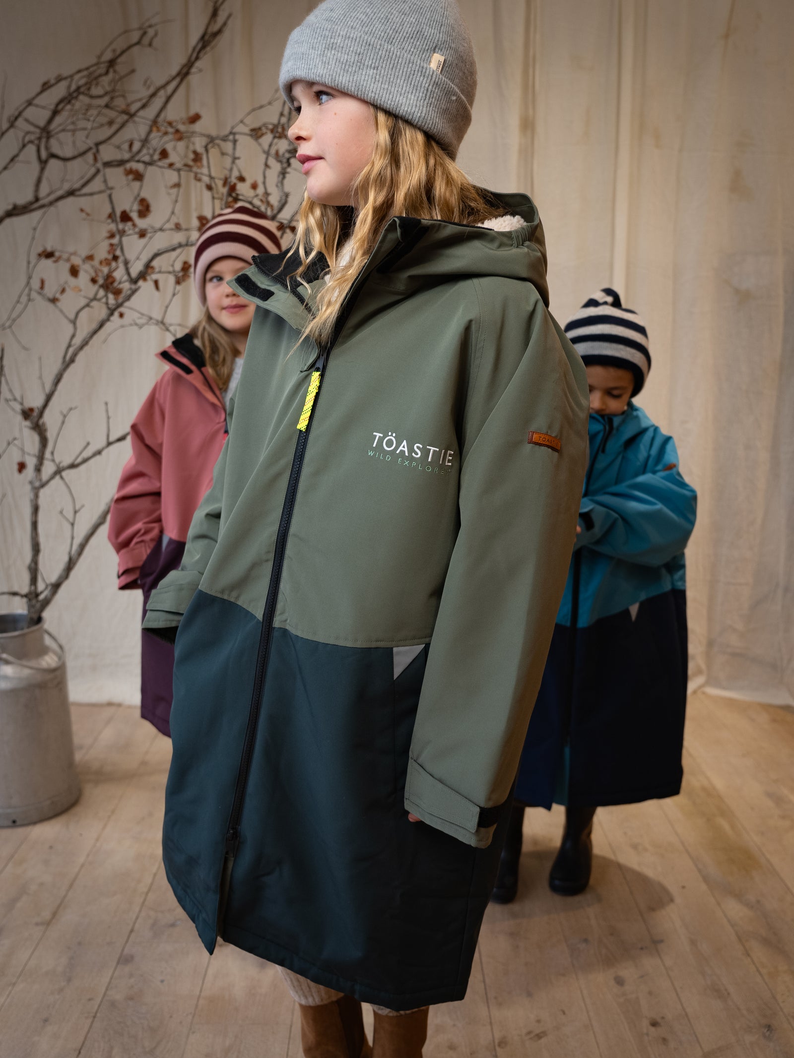 Kids Weatherproof Robe | Antique Olive