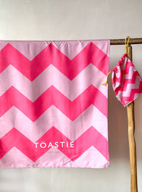 Printed Microfibre Towel | Pink Chevron