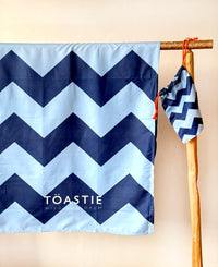 Printed Microfibre Towel | Blue Chevron