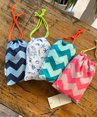 Printed Microfibre Towel | Blue Chevron