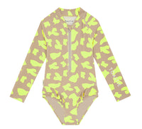 UV Protector Swimsuit | Lemon Brush Stroke