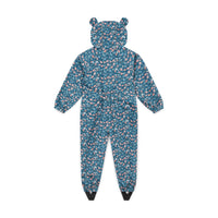 Floral Blue Rose Garden Waterproof Packable Puddlesuit