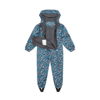 Floral Blue Rose Garden Waterproof Packable Puddlesuit