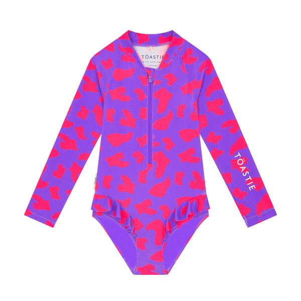 UV Protector Swimsuit | Hot Pink Brush Stroke