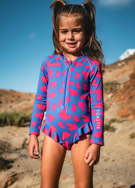 UV Protector Swimsuit | Hot Pink Brush Stroke