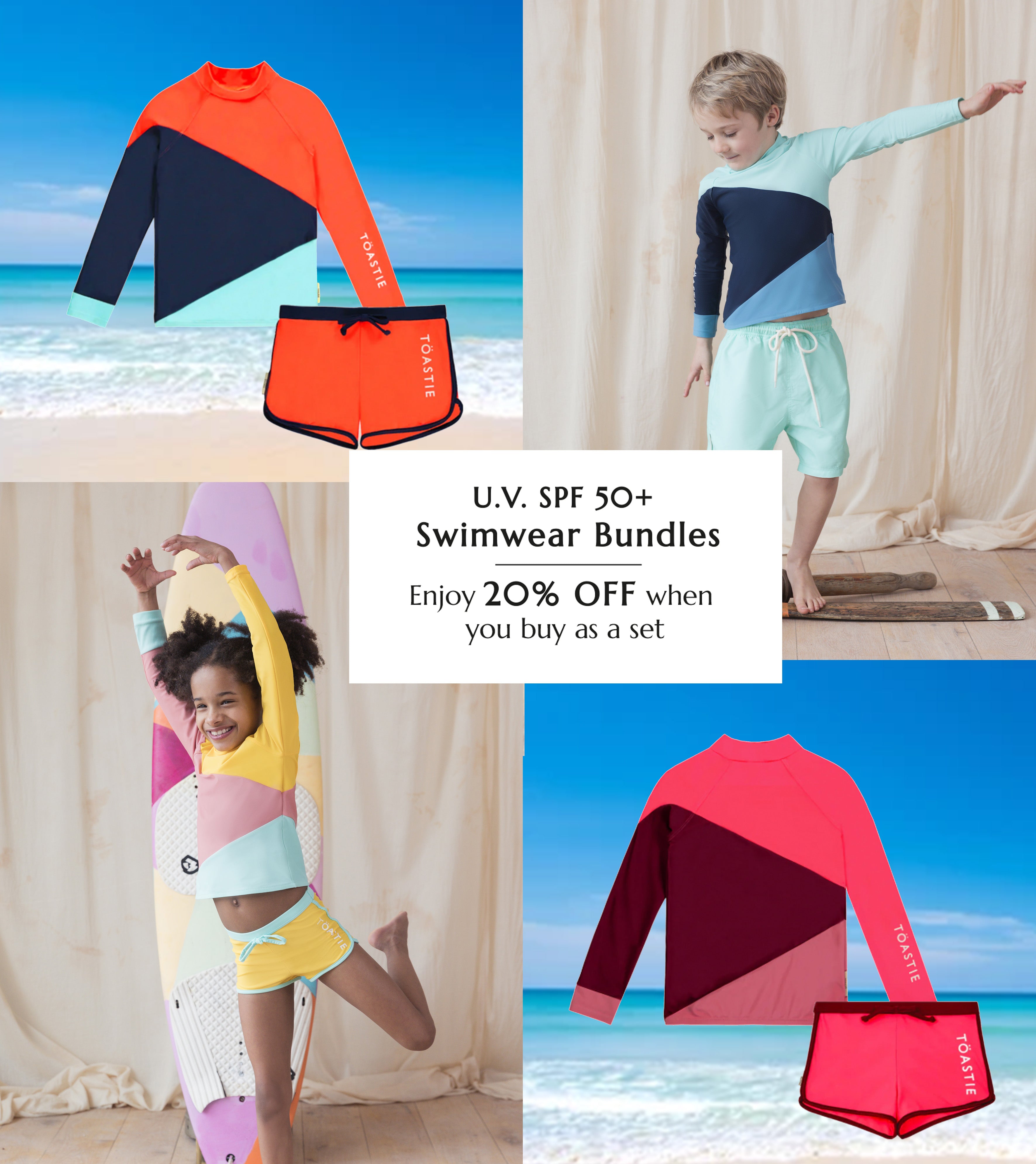 Kids UV Swimwear SPF 50 Sun Protective Swimwear Toastie Kids Toastie